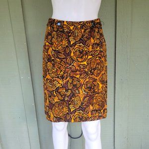 New ETCETERA Black Gold Brown Stretch Cotton Skirt 6